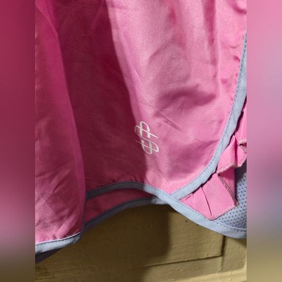 Simply Southern Bubble Gum Pink Blue Preppy Lined Athletic Shorts NWT - Picture 6 of 7